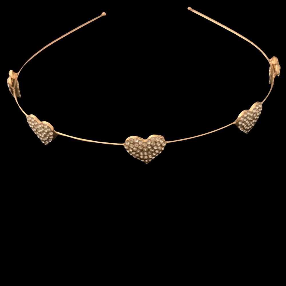 Thin gold heart pave headband ❤️